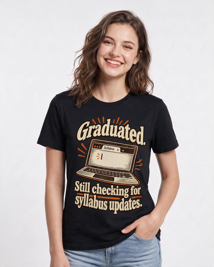 Graduation Black T-Shirt for Women – Everyday Expression Graphic Tee product image 1