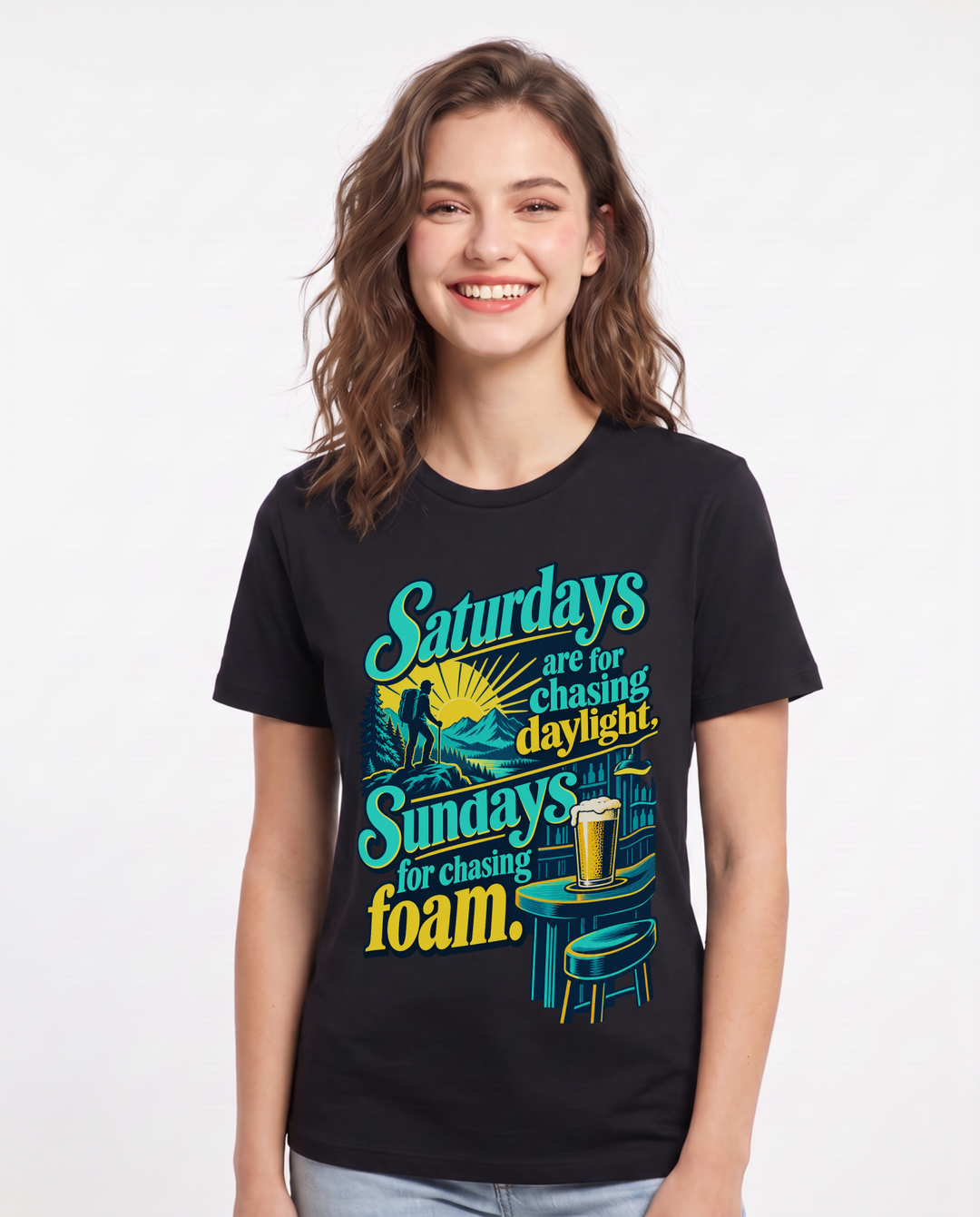 Beer Black T-Shirt for Women – Everyday Expression Graphic Tee product image 3