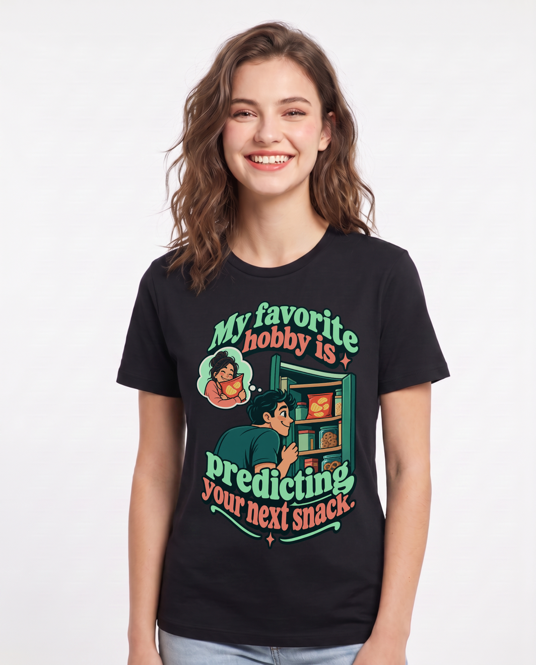 Couples Black T-Shirt for Women – Everyday Expression Graphic Tee product image 3