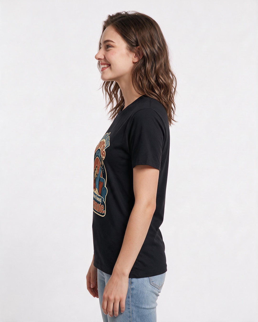 Couples Black T-Shirt for Women – Everyday Expression Graphic Tee product image 2