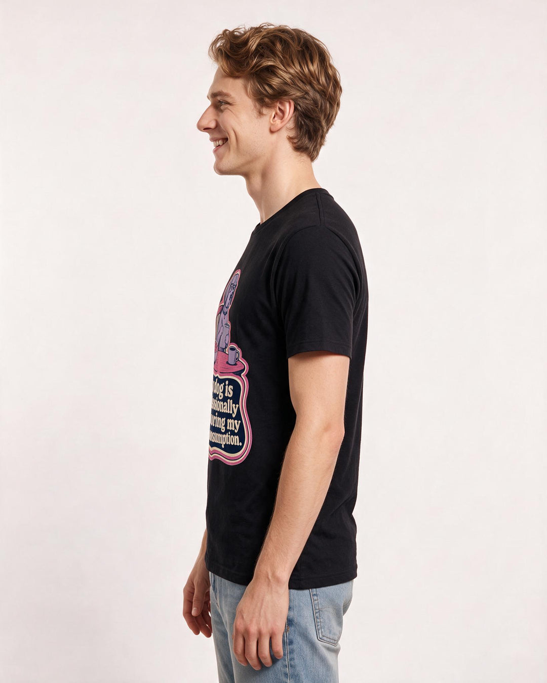 Dog Lover Black T-Shirt for Men – Everyday Expression Graphic Tee product image 2