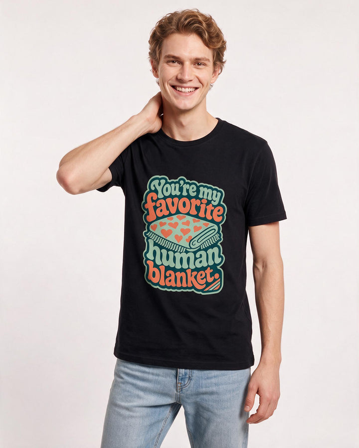 Couples Men's Black T-Shirt - You're my favorite human blanket. product image 3
