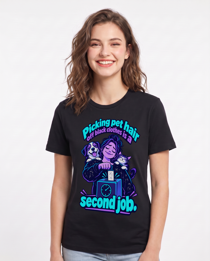 Cat Lover Black T-Shirt for Women – Everyday Expression Graphic Tee product image 3