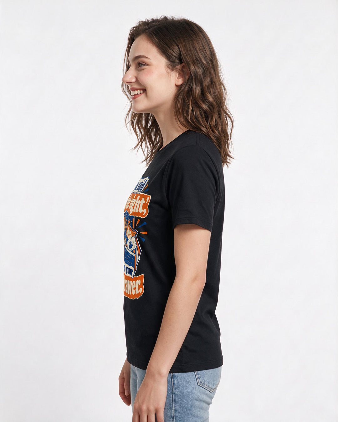 Couples Black T-Shirt for Women – Everyday Expression Graphic Tee product image 2