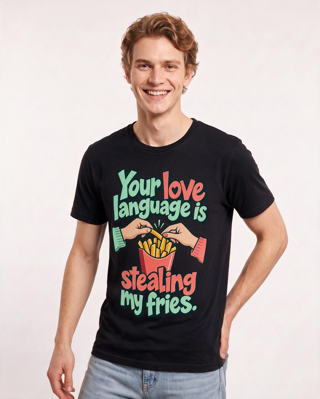 Couples Black T-Shirt for Men – Everyday Expression Graphic Tee product image 1