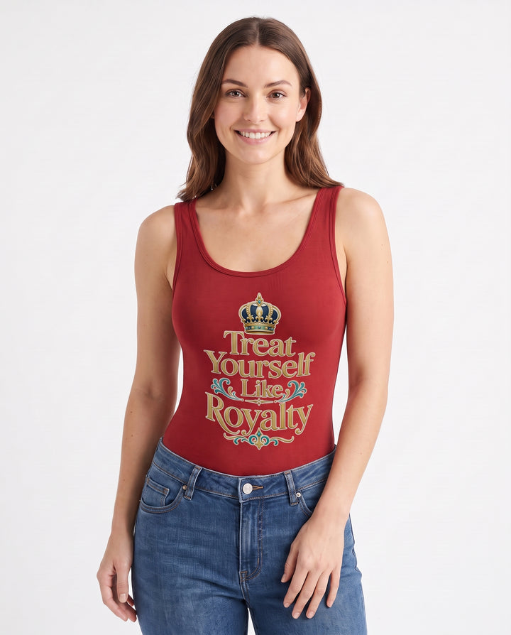 Treat Yourself Like Royalty Sleeveless Tank Bodysuit mockup 3