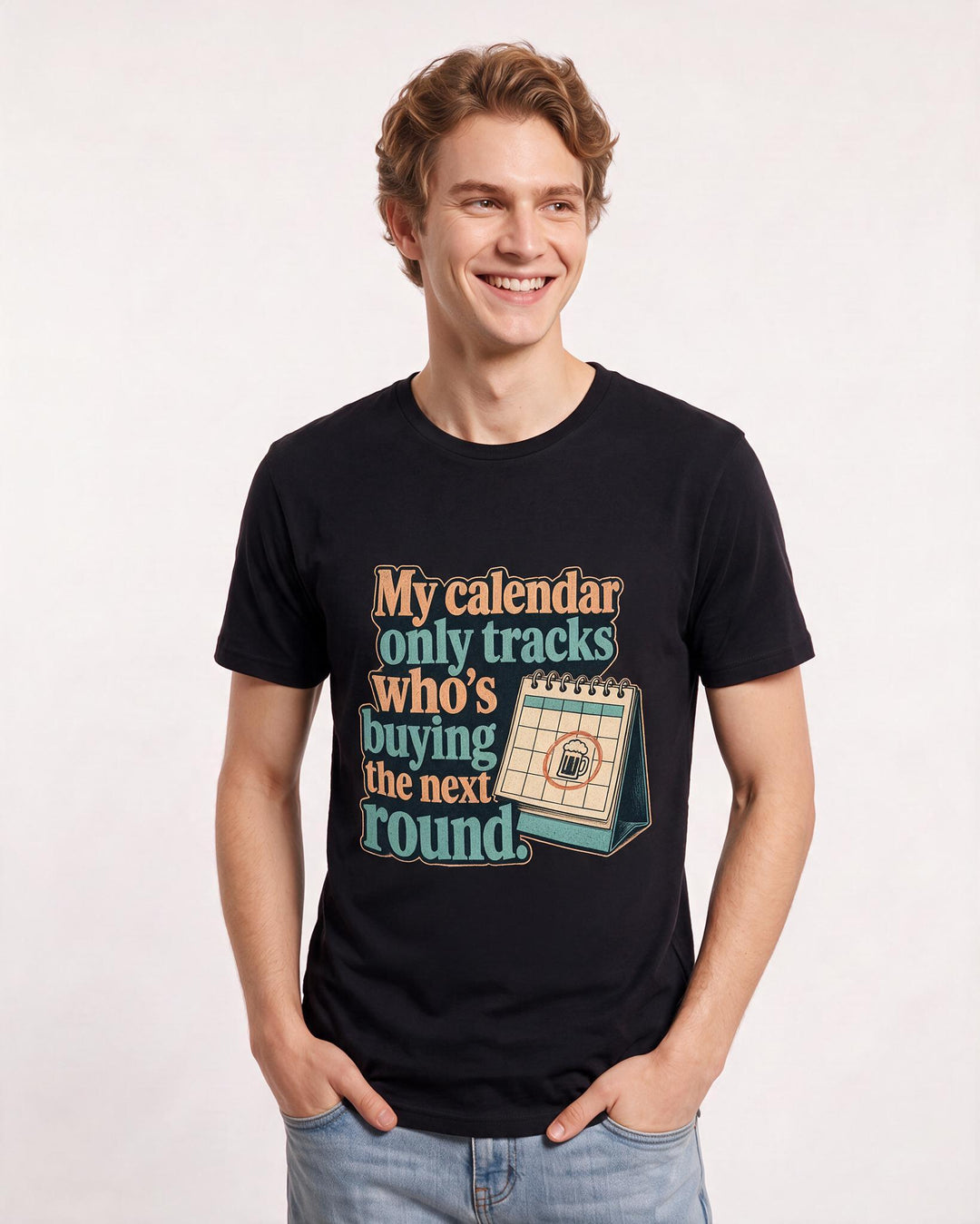 Funny Beer Men's Black T-Shirt – My calendar only tracks who's buying the product image 3