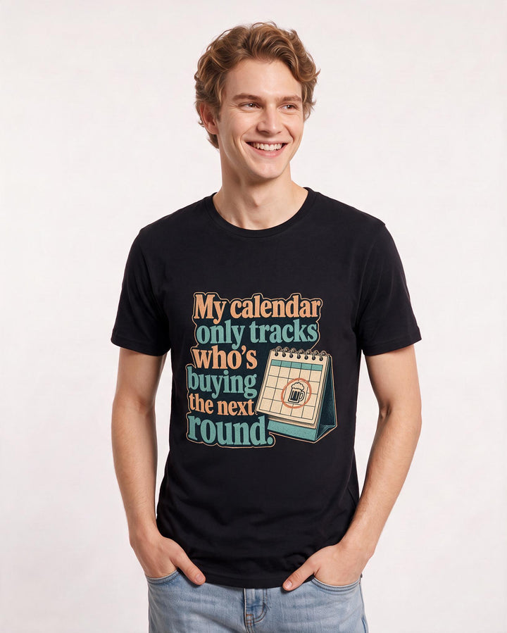 Funny Beer Men's Black T-Shirt – My calendar only tracks who's buying the product image 3