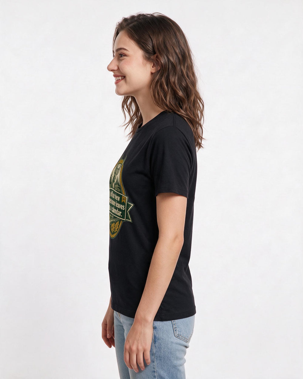 Hunting Women's Black T-Shirt - My office view includes more leaves product image 2