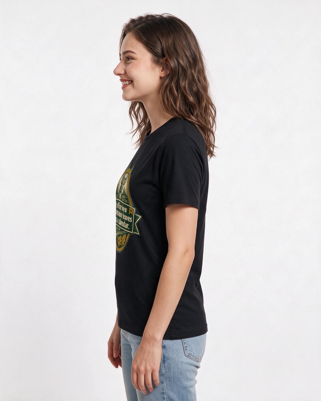 Hunting Women's Black T-Shirt - My office view includes more leaves product image 2