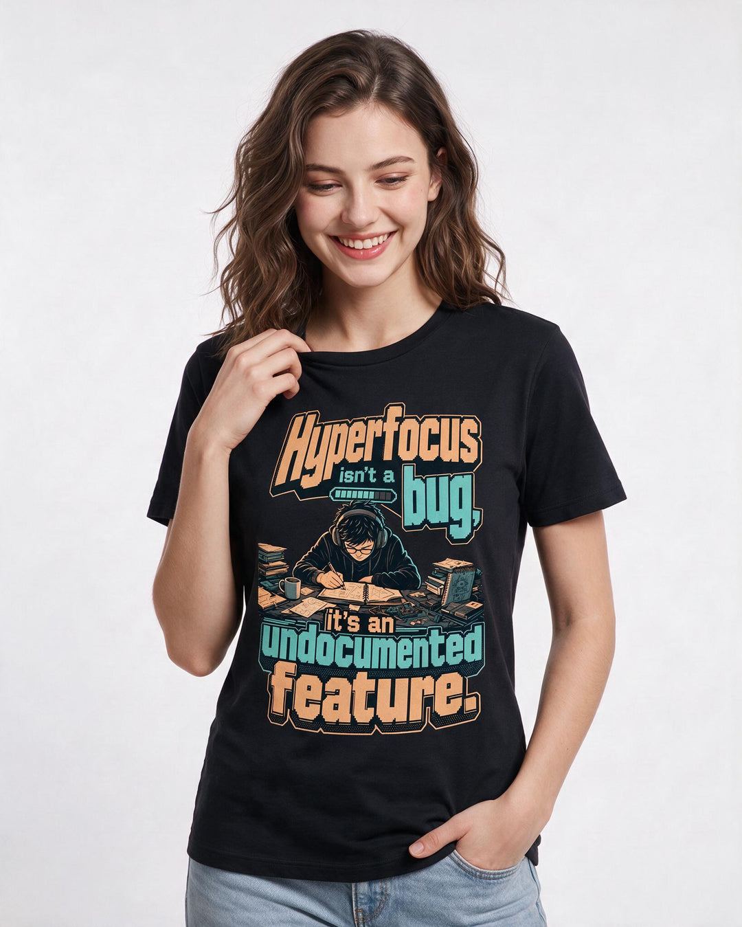 Neurodiversity Black T-Shirt for Women – Everyday Expression Graphic Tee product image 1
