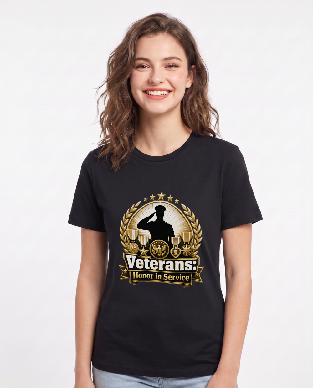 Veterans: Honor in Service Women's Black T-Shirt product image 2