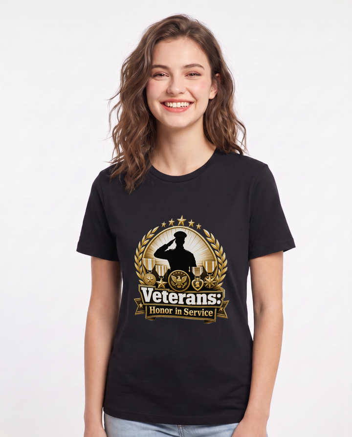 Veterans: Honor in Service Women's Black T-Shirt product image 2
