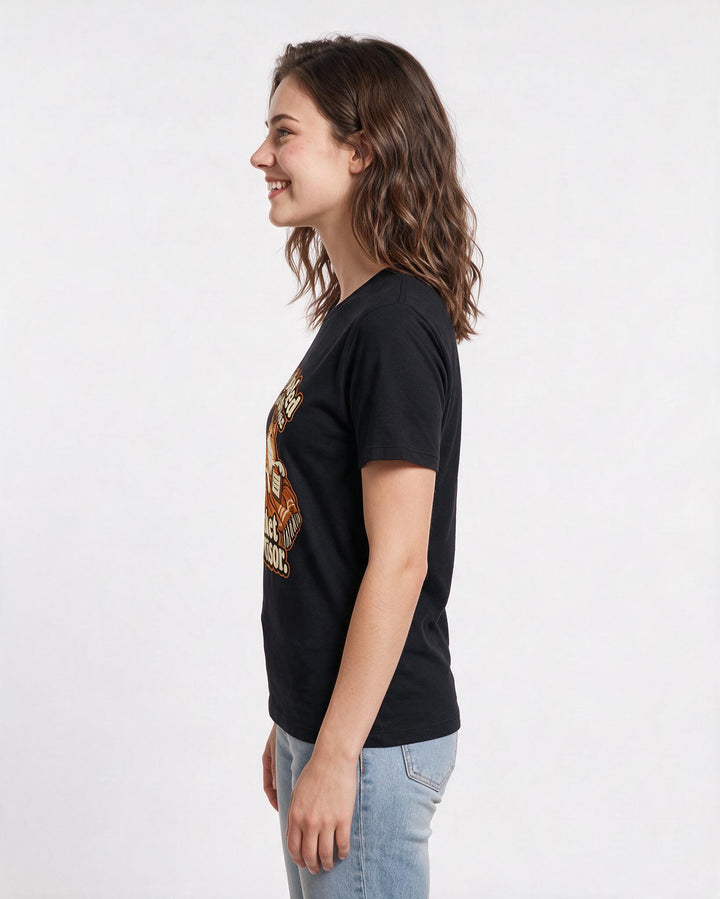 Cat Lover Black T-Shirt for Women – Everyday Expression Graphic Tee product image 2