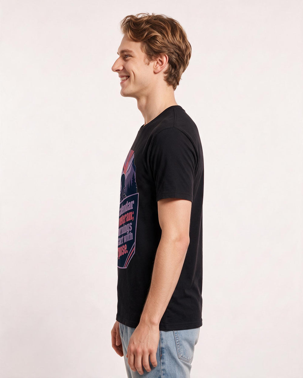 Graphic Men's Black T-Shirt - The calendar says veteran; my mornings product image 2