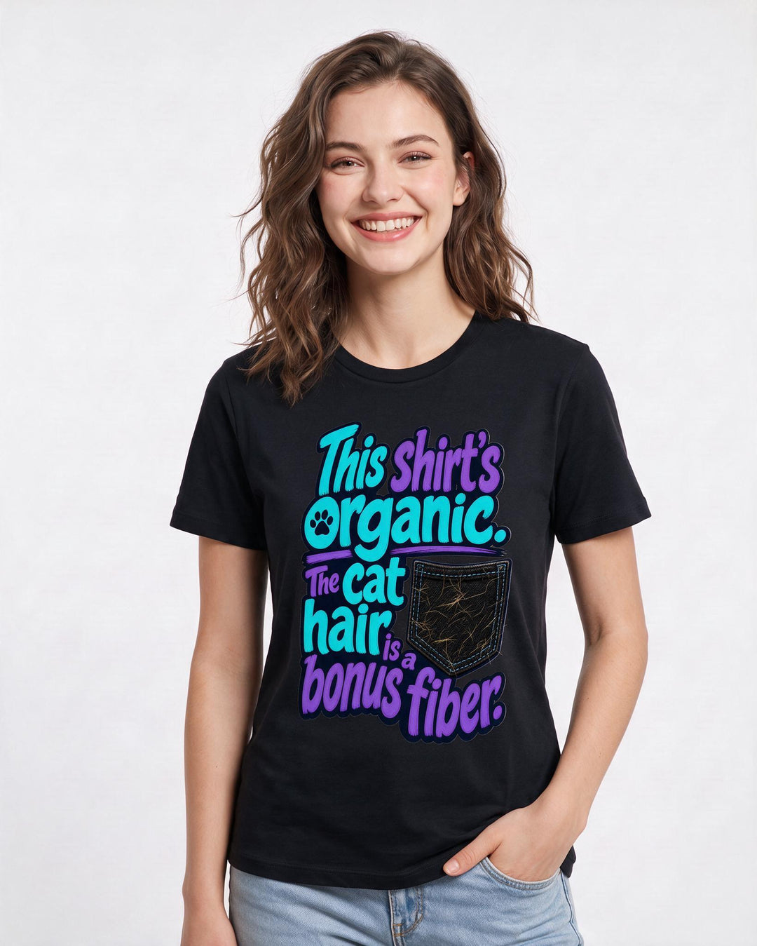 Cat Lover Black T-Shirt for Women – Everyday Expression Graphic Tee product image 1
