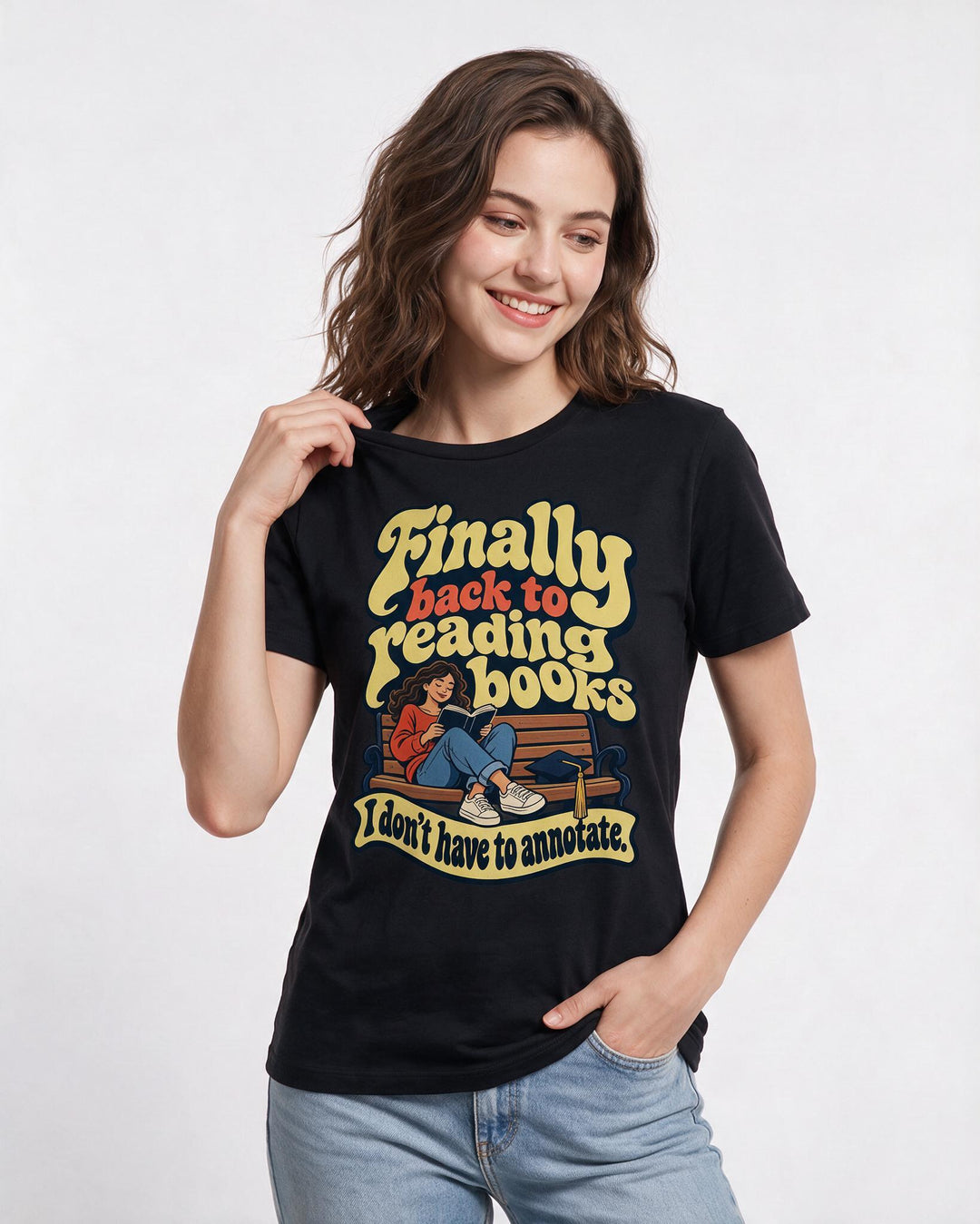 Graduation Black T-Shirt for Women – Everyday Expression Graphic Tee product image 1