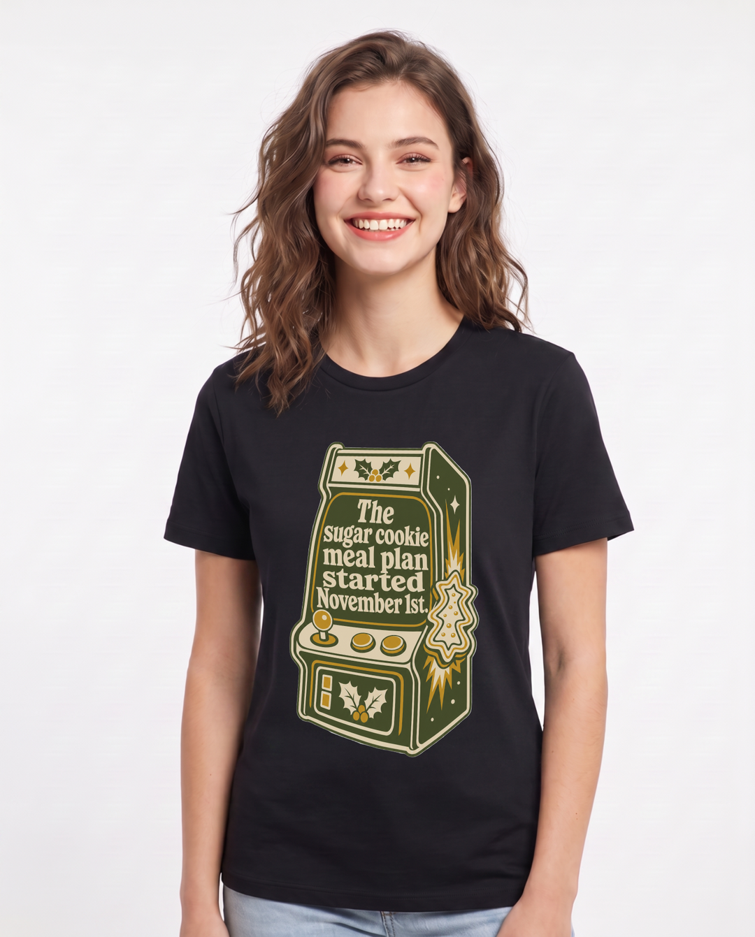 Christmas Women's Black T-Shirt - The sugar cookie meal plan started product image 1