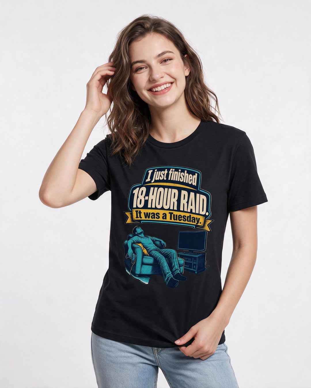 Gaming Women's Black T-Shirt – I just finished an 18-hour raid. It product image 3