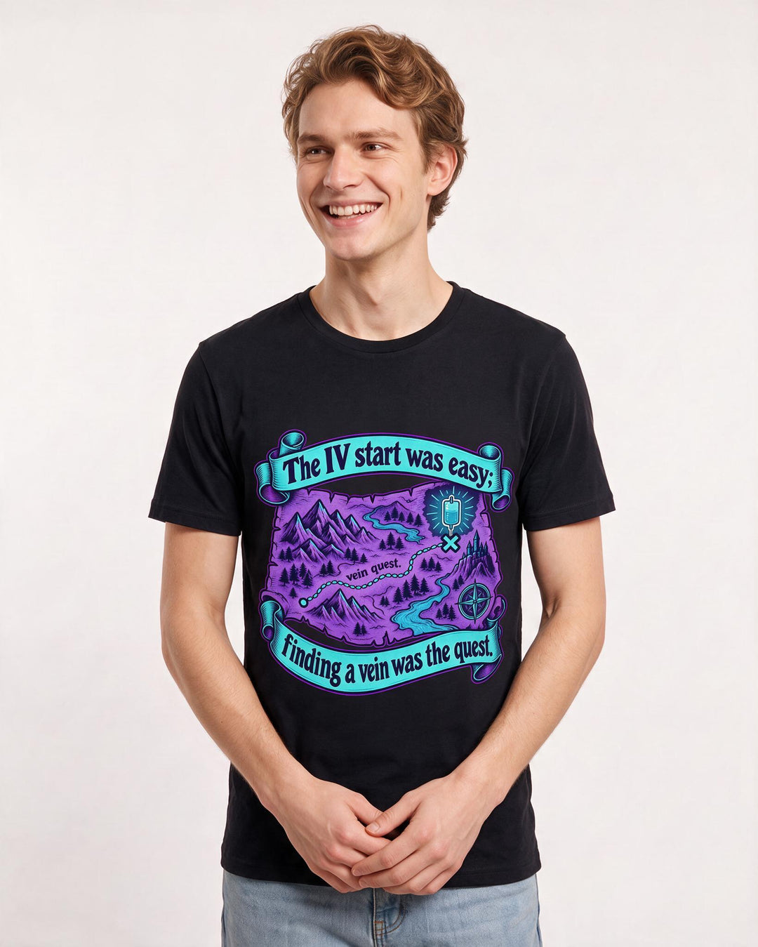 Nurse Black T-Shirt for Men – Nursing Life Graphic Tee product image 1