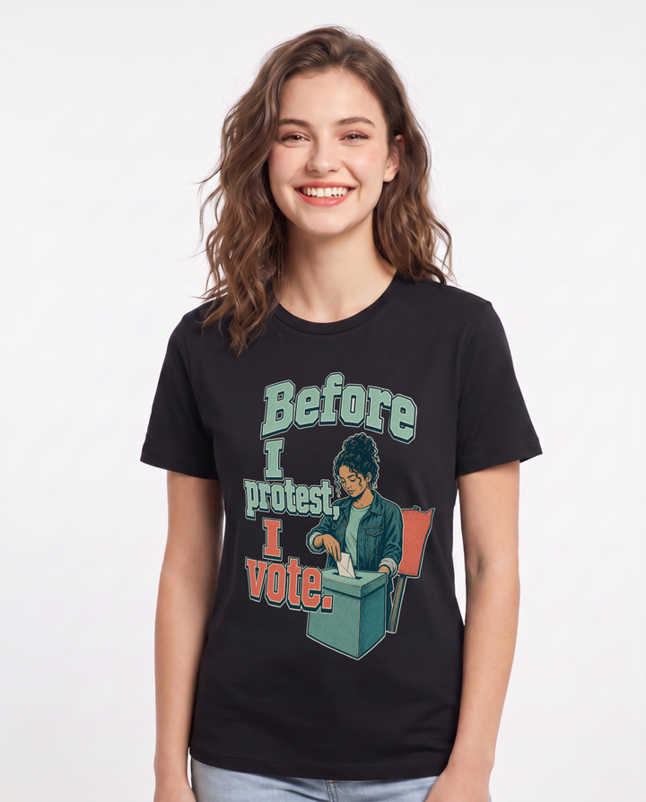 Political Statement Black T-Shirt for Women – Everyday Expression Graphic Tee product image 3