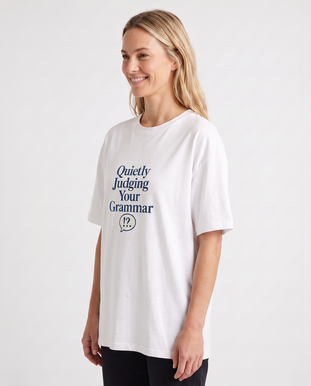 Quietly Judging Your Grammar White T-Shirt mockup 2