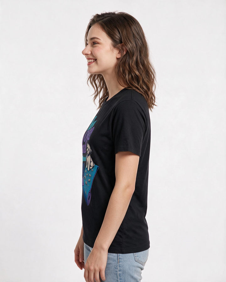 Cat Lover Black T-Shirt for Women – Everyday Expression Graphic Tee product image 2