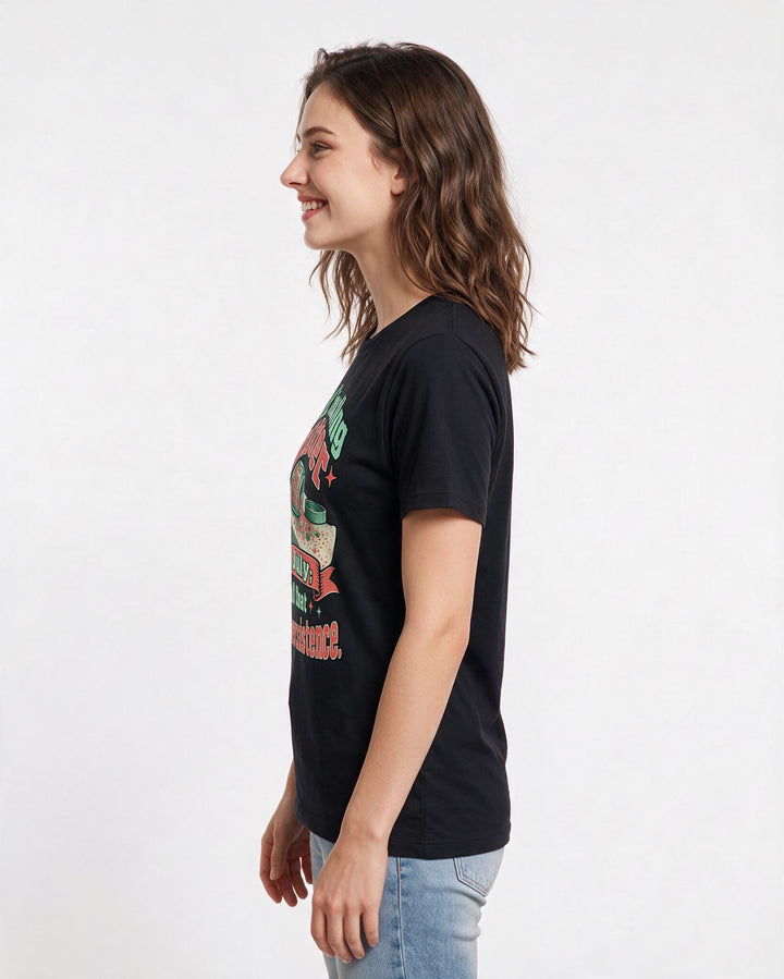 Christmas Black T-Shirt for Women – Holiday Theme Graphic Tee product image 2