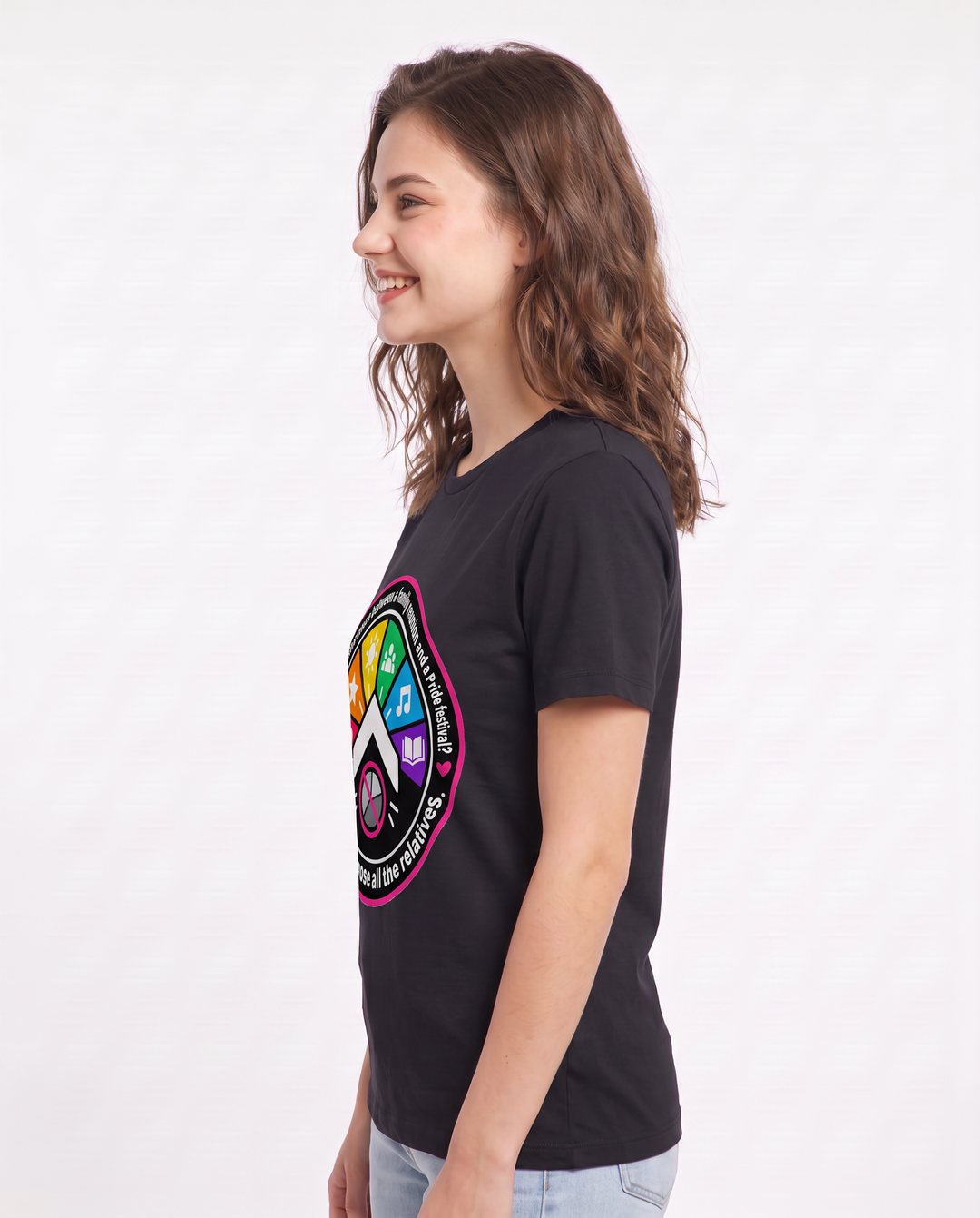 What's the difference between a family reunion and a Pride festival? At Pride, I choose all the relatives. Women's Black T-Shirt product image 3