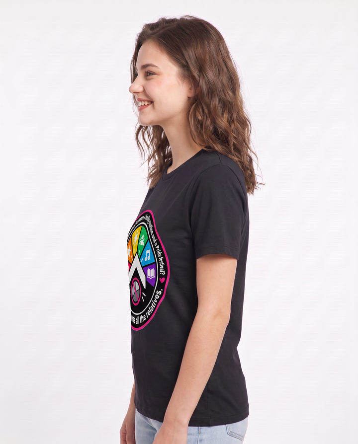 What's the difference between a family reunion and a Pride festival? At Pride, I choose all the relatives. Women's Black T-Shirt product image 3
