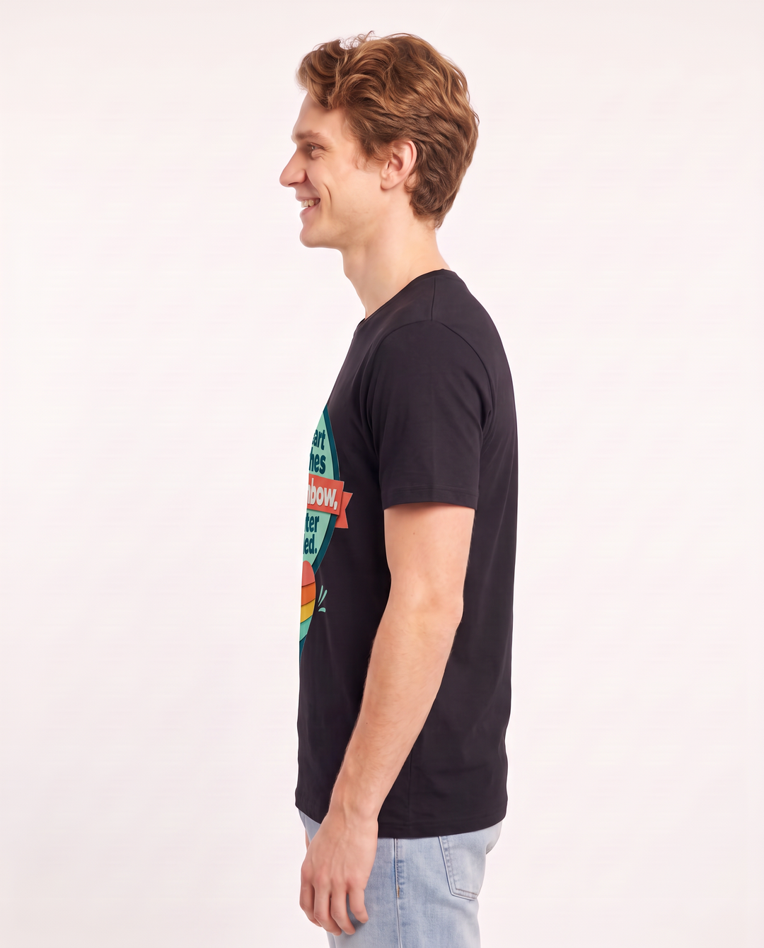 Graphic Men's Black T-Shirt - My heart matches the rainbow, no filter product image 2