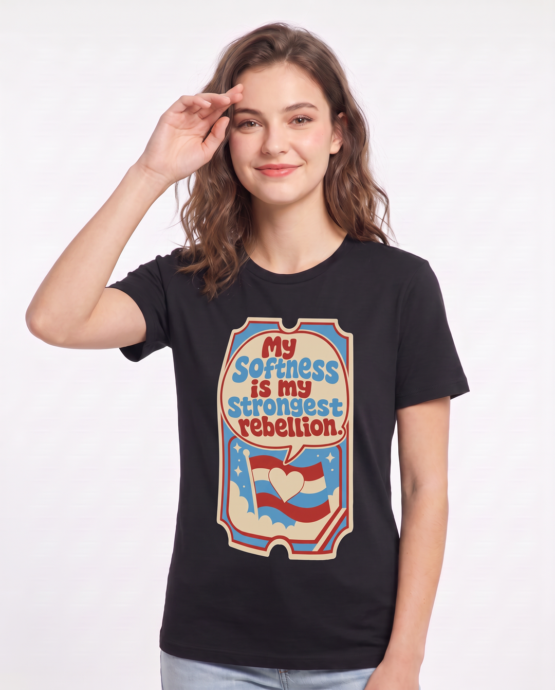 Graphic Women's Black T-Shirt - My softness is my strongest rebellion. product image 3