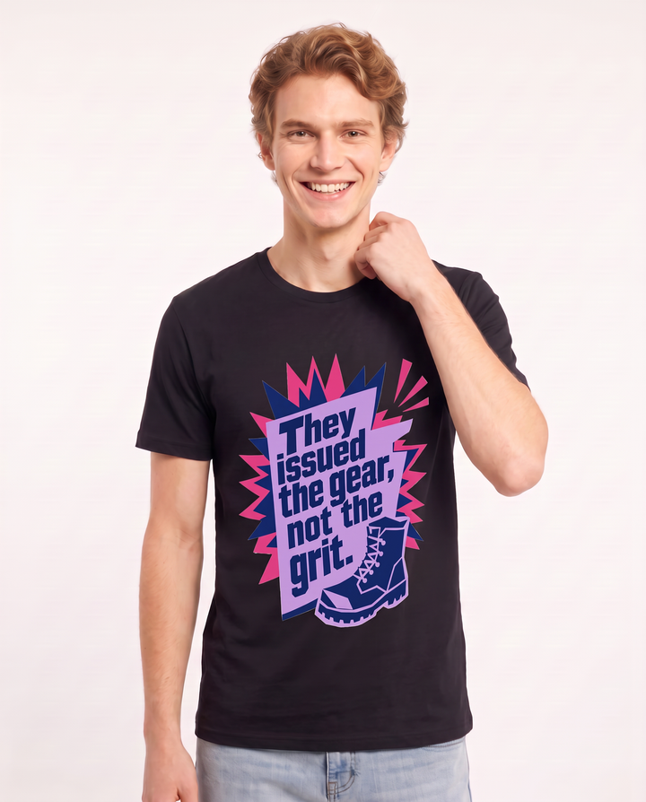 Graphic Men's Black T-Shirt - They issued the gear, not the grit. product image 3