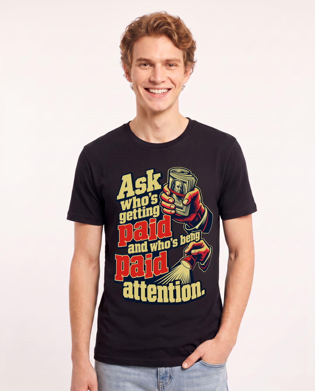 Political Statement Black T-Shirt for Men – Everyday Expression Graphic Tee product image 3