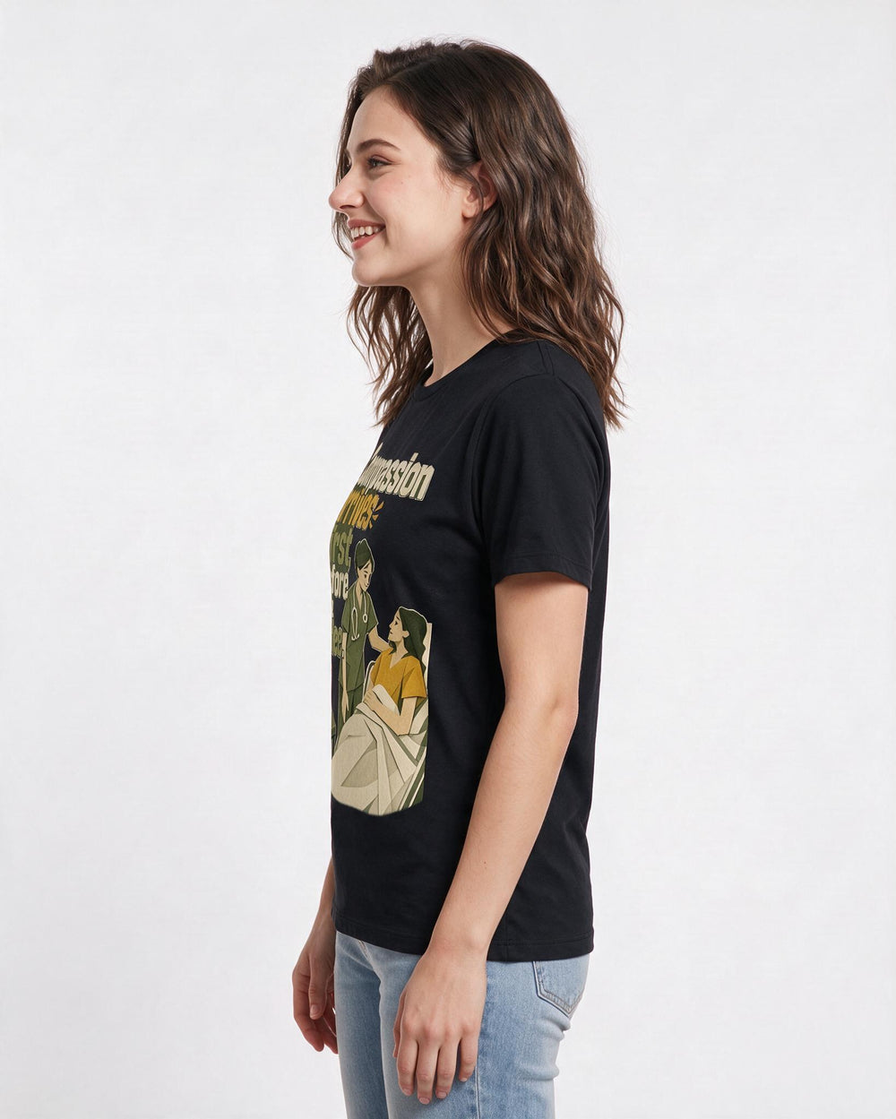Nurse Black T-Shirt for Women – Nursing Life Graphic Tee product image 2