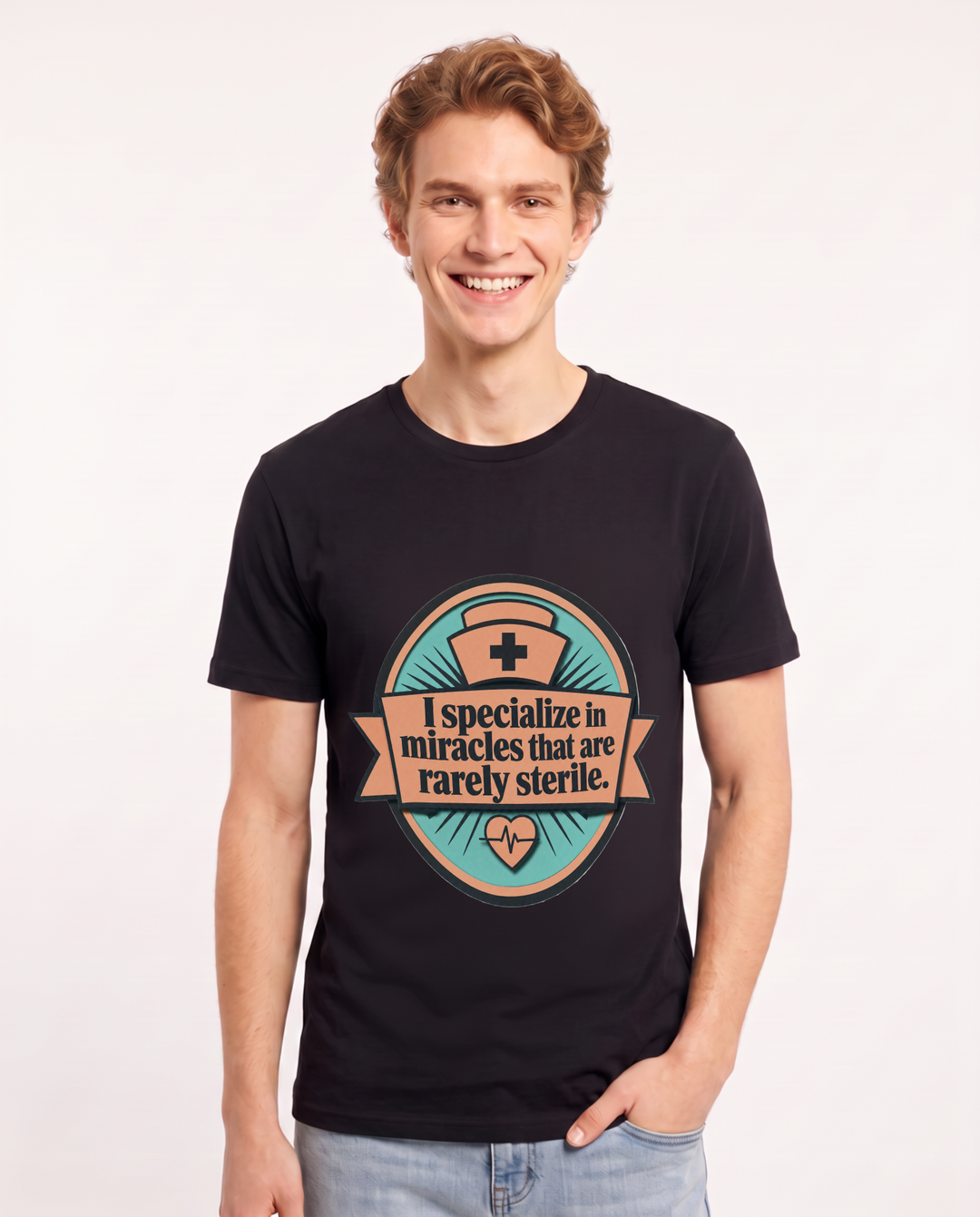 Nurse Gift Men's Black T-Shirt - I specialize in miracles that are product image 1