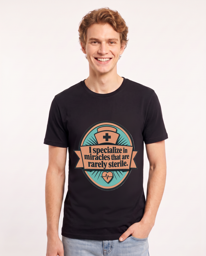 Nurse Gift Men's Black T-Shirt - I specialize in miracles that are product image 1