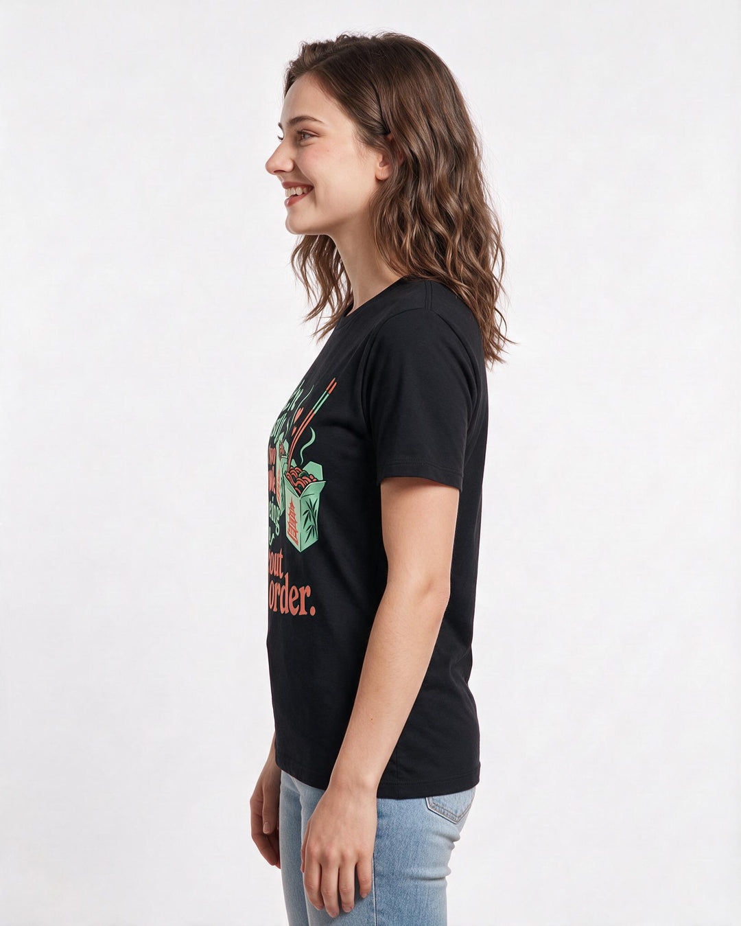 Couples Black T-Shirt for Women – Everyday Expression Graphic Tee product image 2