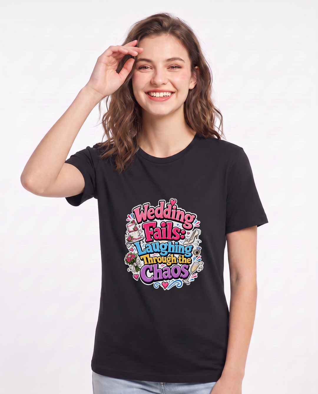 Wedding Fails: Laughing Through the Chaos Women's Black T-Shirt product image 1