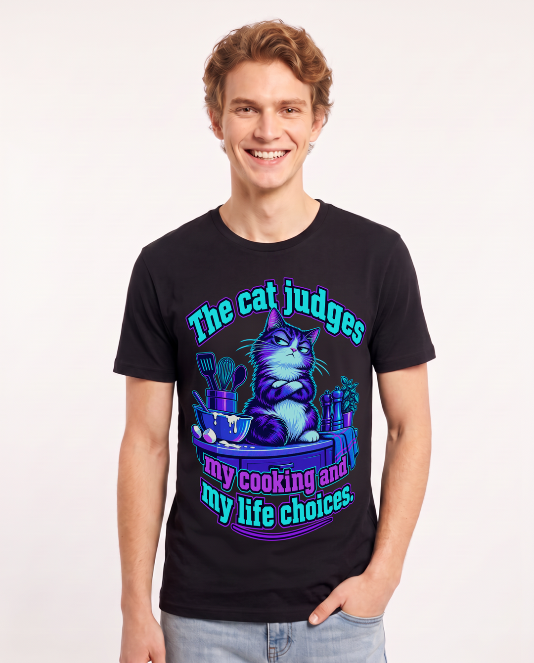 Cat Lover Black T-Shirt for Men – Everyday Expression Graphic Tee product image 3