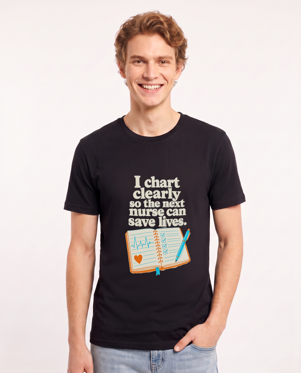 I chart clearly so the next nurse can save lives. Men's Black T-Shirt product image 2
