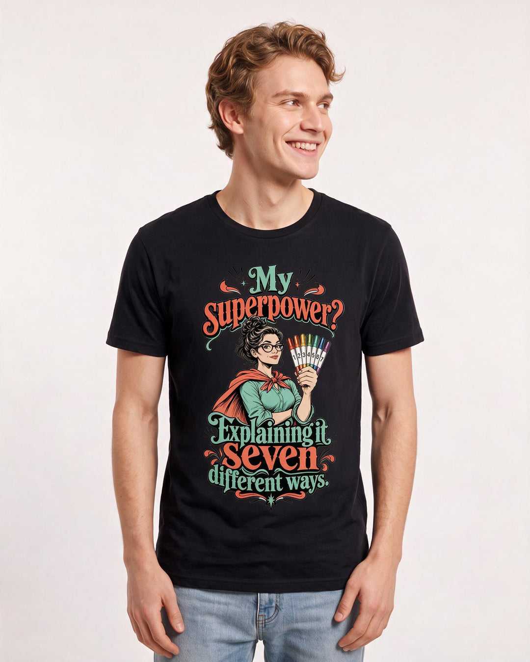Teacher Black T-Shirt for Men – Everyday Expression Graphic Tee product image 1
