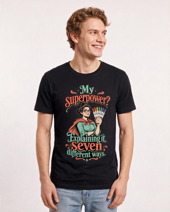 Teacher Black T-Shirt for Men – Everyday Expression Graphic Tee product image 1