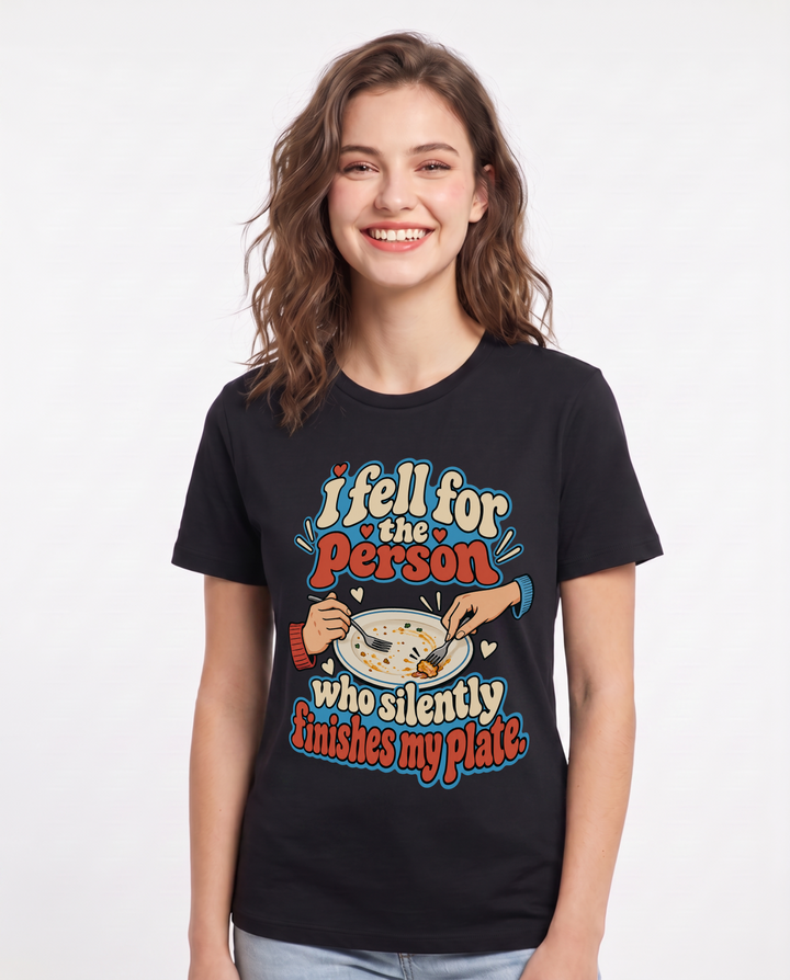 Couples Black T-Shirt for Women – Everyday Expression Graphic Tee product image 3