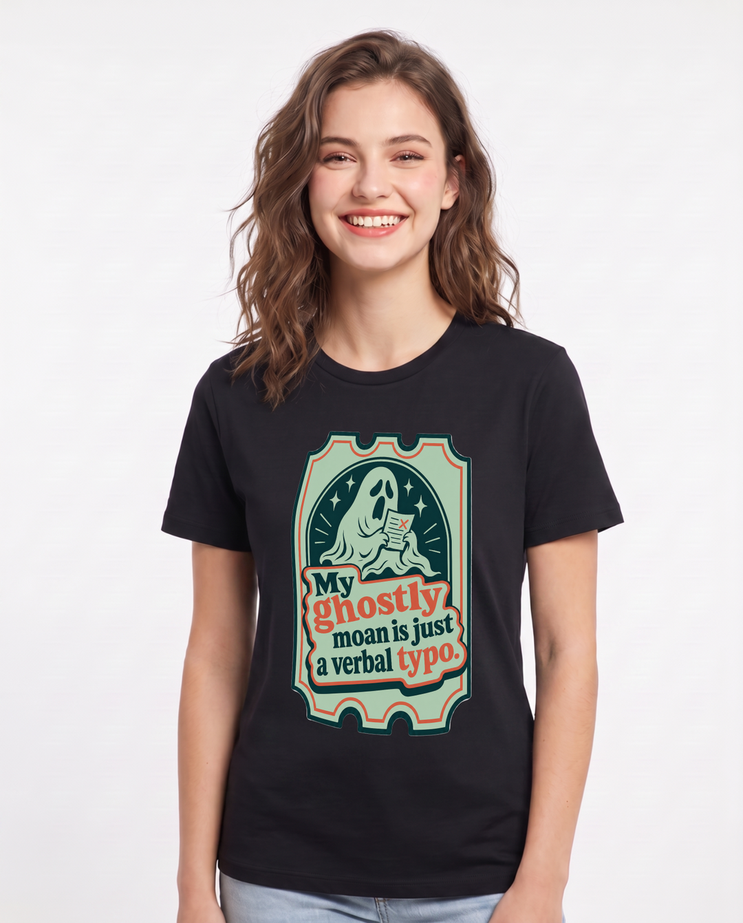 Halloween Women's Black T-Shirt - My ghostly moan is just a verbal product image 1