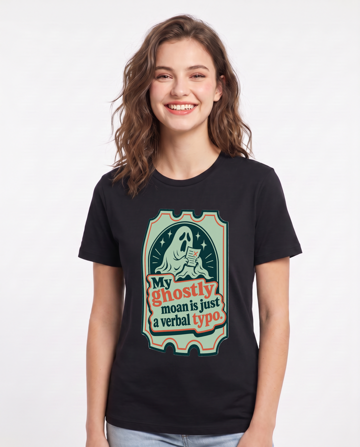 Halloween Women's Black T-Shirt - My ghostly moan is just a verbal product image 1