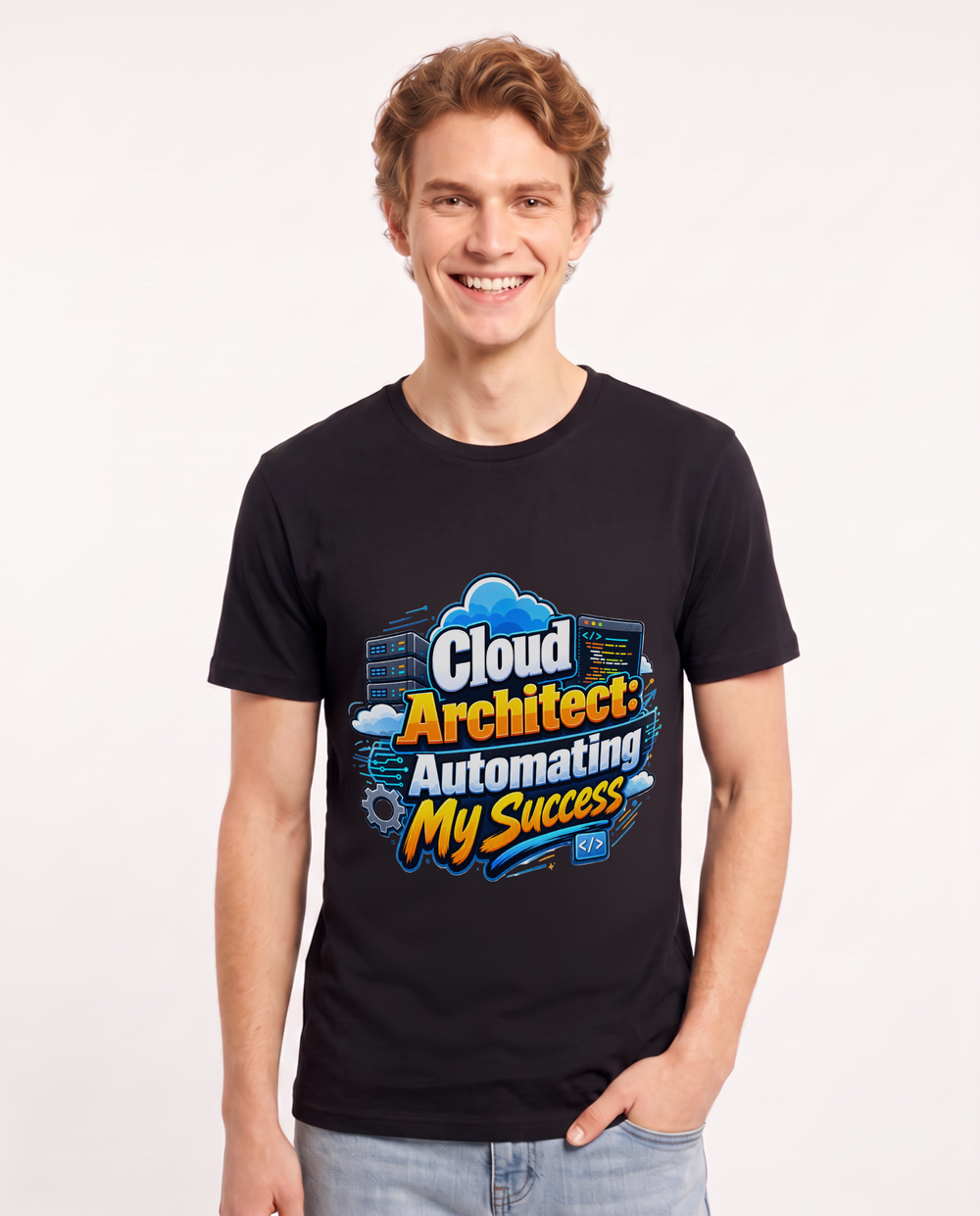Cloud Architect: Automating My Success Men's Black T-Shirt product image 2