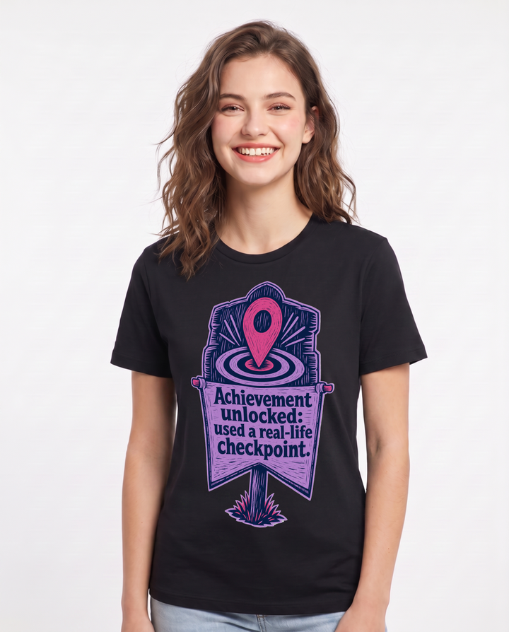 Gaming Women's Black T-Shirt - Achievement unlocked: used a real-life product image 1