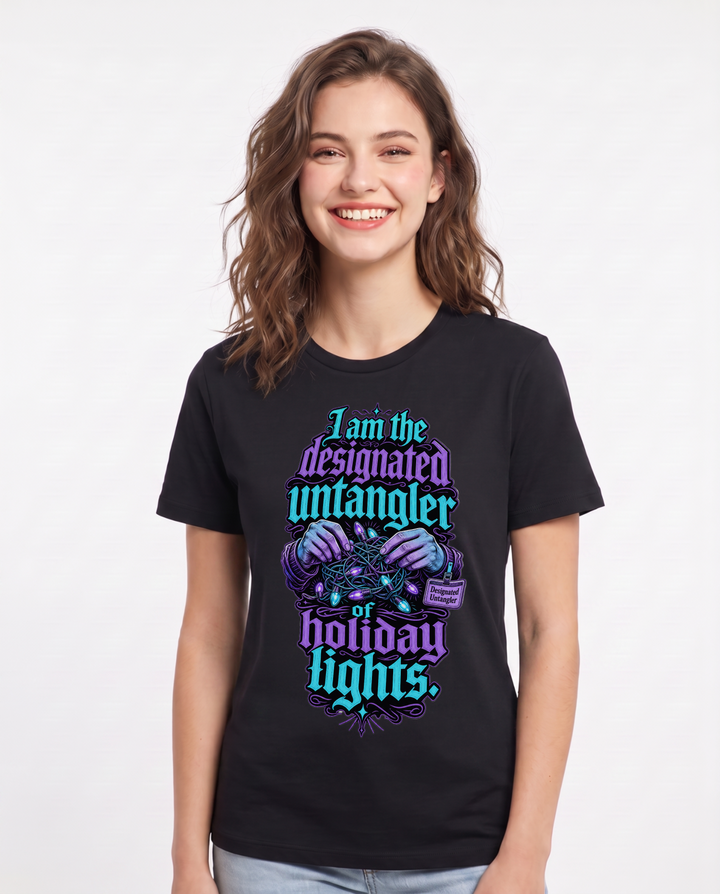 Christmas Black T-Shirt for Women – Holiday Theme Graphic Tee product image 3