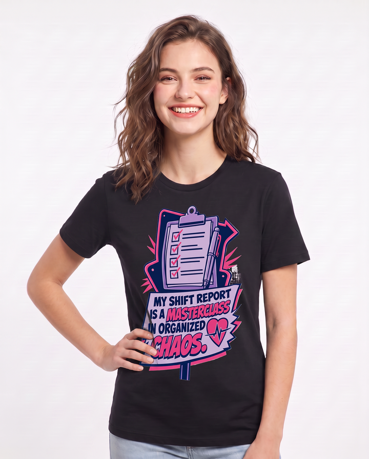 Nurse Gift Women's Black T-Shirt - My shift report is a masterclass in product image 3